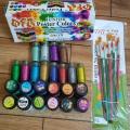Poster Colors - 12 different shades bottles 30cc + 12 glitter +6 brush / OFA 12 Poster Colors + 12 glitter +6 brush Art#GW-OFA-12PC+12G+6B. 