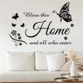 Inspirational Quotes Bless This Home and All Who Enter Family Wall Stickers for Living Room Bedroom Wall Decorations. 