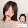 Brown Seamless Synthesis Invisible Hair Extensions Hair Accessories Girl Clip In Forehead Fake Middle-part Bangs Front Side Bangs 3D Eight-character Bangs Synthetic Hairpiece. 