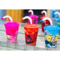 Kids Juice Glass/Cups with straw different designs/cartoon characters. 