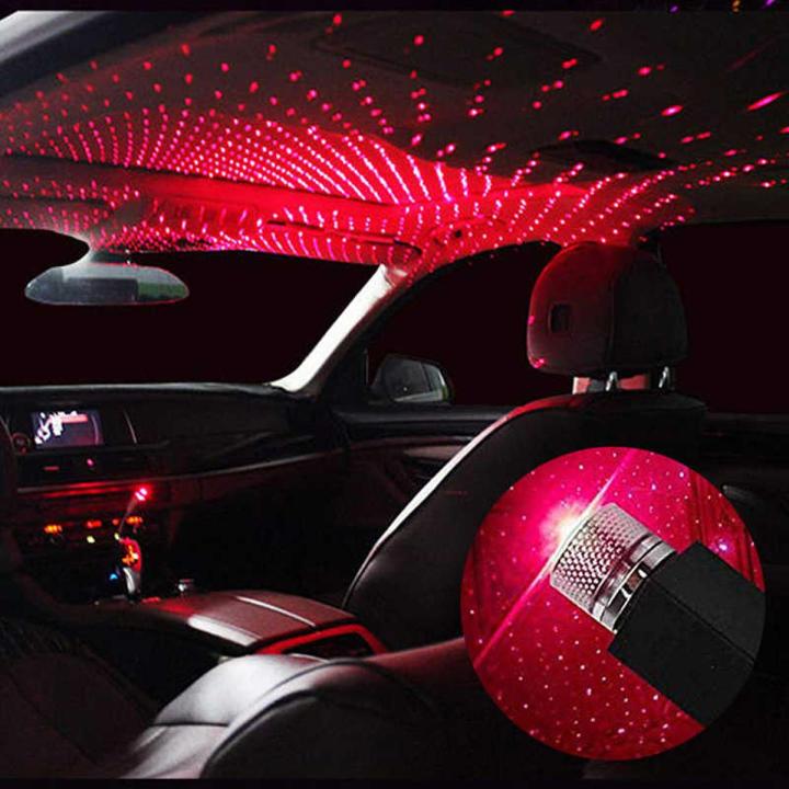 Night light projector for car interior, with USB, decorative LED lights, star pattern, ceiling light, adjustable and romantic.