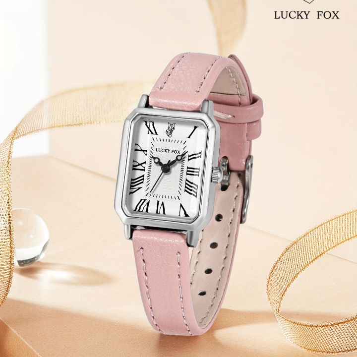 LUCKYFOX Women's Watch Luxury Rectangle Pointer Quartz Watch Rome Fashion Analog PU Leather Wrist Watch
