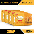ILHAM - ALMOND & HONEY BEAUTY SOAP PREMIUM QUALITY FRAGRANT 150 GMS BEAUTY SOAP BAR SOAP  - MOISTURIZING SOAP - BUNDLE PACK OF 4 BRANDED BATH AND BODY SOAP - SKIN CARE SOAP - SKIN  SOAP - ALMOND SOAP. 