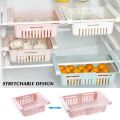 High Quality Unbreakable Adjustable & Stretchable Plastic Fridge Storage Basket , Space Sever For Food Vegetable And Spices Storage Basket , Fruit Organizer Drawer Cabinet Space Saver Basket For Refrigerator (Large Size) (MULTICOLOR). 