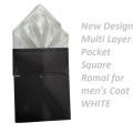 New Design Multi Layer Pocket Square Romal for men's Coat WHITE. 