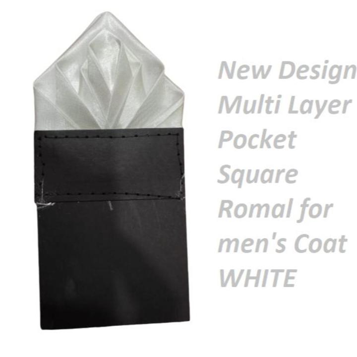 New Design Multi Layer Pocket Square Romal for men's Coat WHITE