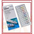 Pack Of 12 Tubes Gouache Poster Tempera Paint Colors Tubes - 12 ML-  Artist Art Kit For Art on Watercolor Paper, Illustration Board, Artboard & Masonite- Art Ranger Paints. 