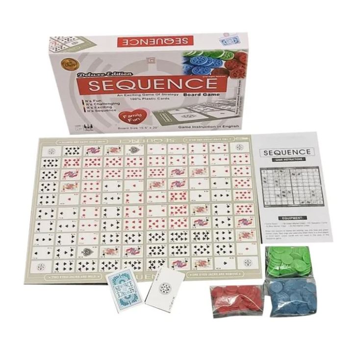 Sequence Strategy Board Game Sequence for Kids Multiple Sizes Laminated Board with Plastic Cards Adult Kids Original Imported and Local Editions