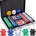 200 Pieces Poke Chips Poke Game With Cards Dice Chips Dealer Button Chip Holder and Aluminum Travel Case. 