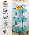 3 Tier Rolling Cart Metal Utility Cart Art Cart Storage Cart for kictchen use easy and portable. 