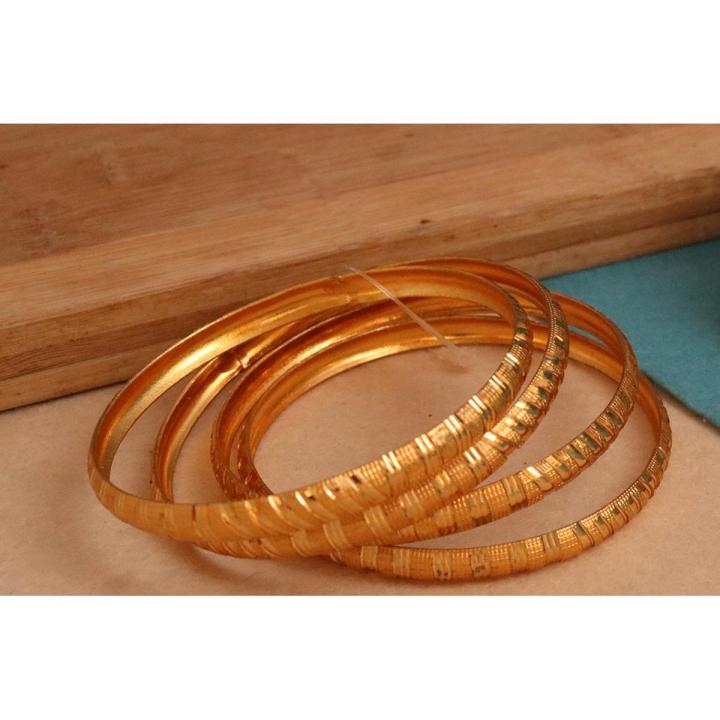 Golden Alloy 4 Piece Bangles with  necklace