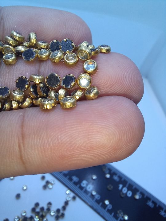 Metal Kundan Stone Round Beads – 250pcs DIY Jewelry & Craft Findings ...