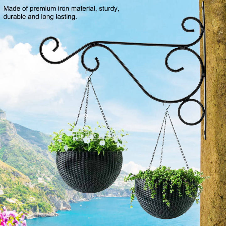 Iron Garden Wall Hanging Stand Flower Plant Pot Bracket Hook Shelf