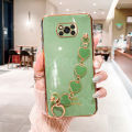 For Xiaomi POCO X3 Pro Back Cover + Love Heart Bracelet Luxury Glossy Shiny Plating Bumper Ladies Case Soft Silicone Protective Phone Cases. 
