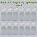 Pack of 12 Empty Plastic Flip cap Bottle 60ml. 