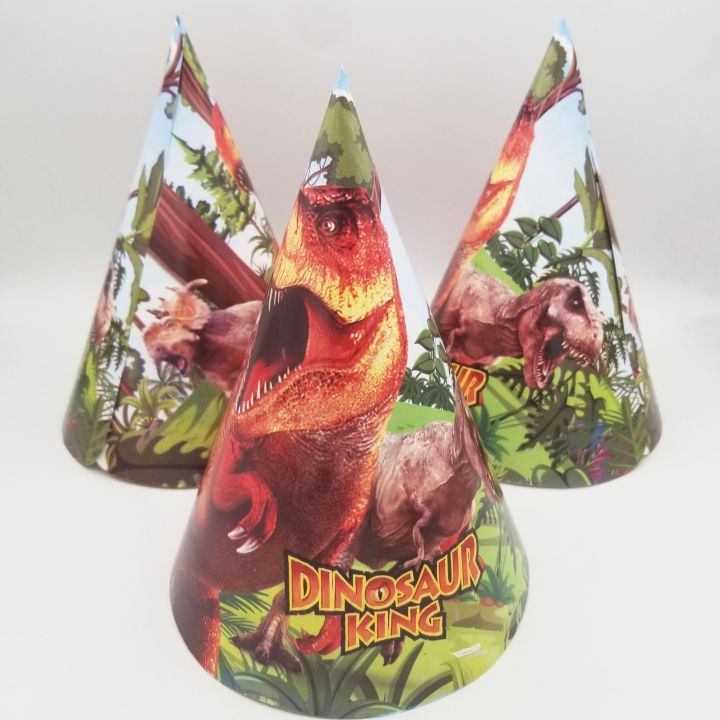 DINOSAUR THEME BIRTHDAY CAPS PACK OF 10 BIRTHDAY PARTY CAPS