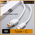 Type C Charging Cable, Pack of 10, Super Fast, Upto 2 Amp Turbo Qualcomm Charging Cord, Data Transfer Cable. 