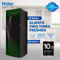 Haier 11 Cu Ft / Smart Inverter / HRF-316IPGA ( Fresher & HCS Technology + Digital Control Panel + Turbo Fan + 4 Temperature Sensors + ABT Technology + Inverter Compressor + Glass Door ) Green Colour Refrigerator / 10 Years Haier Warranty. 