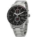 Hugo Boss Men’s Chronograph Quartz Stainless Steel Black Dial 44mm Watch 1513509 Stainless Steel Wrist Watch For Men. 