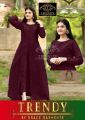 Trendy Button Centre Cut Style Design Long Frock With Plain Trouser For Girls. 