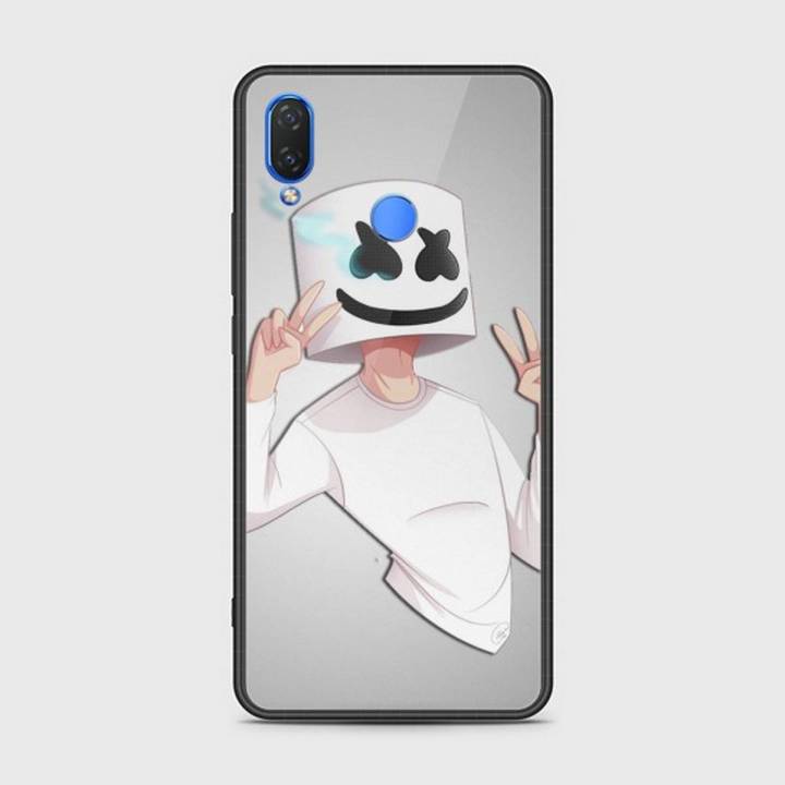 Huawei Nova 3i (P Smart Plus) Cover - SkinLee HQ Infinity Glass Case (Soft) - Marshmello Face - SKINLEE-627-1-643-238
