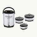 Premium Quality Elegant Luxury Design Happy House Brand Silver Food Warmer Hot Pot With Glass Lid, High Quality Unbreakable Insulated Material Keeps Food Fresh and warm upto 6 Hours, Available in Small, Medium, Large, 3 Pcs Set and 4 Pcs Set - Black. 