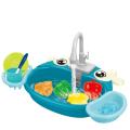 Play Kitchen Sink Toy, Kitchen Sink Play Set Electric Out of Water Animal Wash Basin Play Water Toy Pretend Play Utensils Accessories for Boys and Girls. 