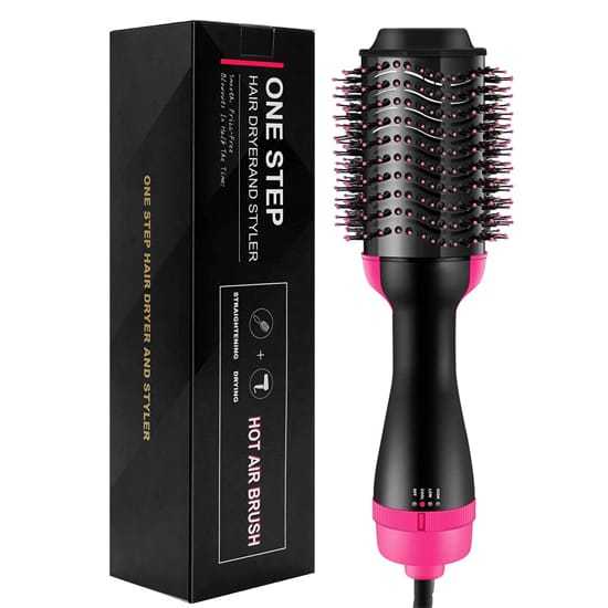 One Step Hot Air Brush Hair Dryer & Volumizer – Professional Hair Straightener, Curler & Styler with Fast Drying, Salon Style Blow Dryer Brush for Women & Girls