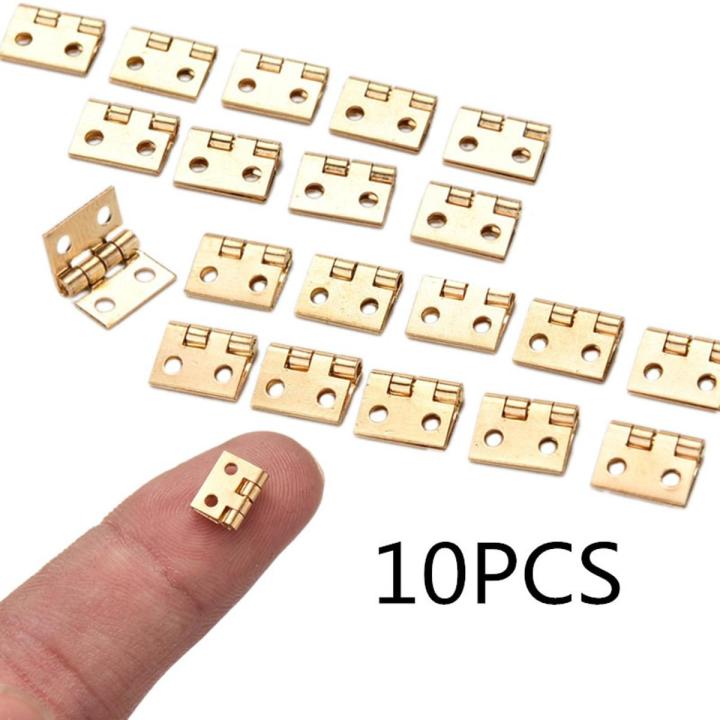 10Pcs Brass Plated Mini Hinge Small Decorative Jewelry Wooden Box Cabinet Door Hinges With Nails Dollhouse niture Acc