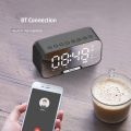 Bluetooth Alarm Clock Speaker Q5 — Mirror Display, Dual Alarm & FM Radio | HD Digital Mirror, Wireless Bluetooth Music, Compact Smart Clock Speaker. 