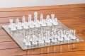 Glass Chess Set 33 Pieces Transparent Board Game with Frosted and Clear Pieces for Family Game Night, Kids, Boy or Girl - Small. 