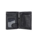 Genuine Leather Functional Trifold Classic Mens Wallet with Coin Pocket Black. 