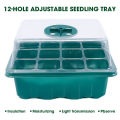 12 Hole Adjustable Breathable Nursery Tray 12 Hole Nursery Box Sowing Heat Preservation and Moisturizing Three-piece Cover Tray. 