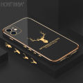 Hontinga for iPhone 11 Back Cover Luxury 6D Plating Lucky Side Pattern Shiny Case Soft Silicone Square Mobile Cover. 