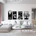 ZF Four Elements Wooden Wall Art, Rectangle Four Element Nature Living Room Art. 