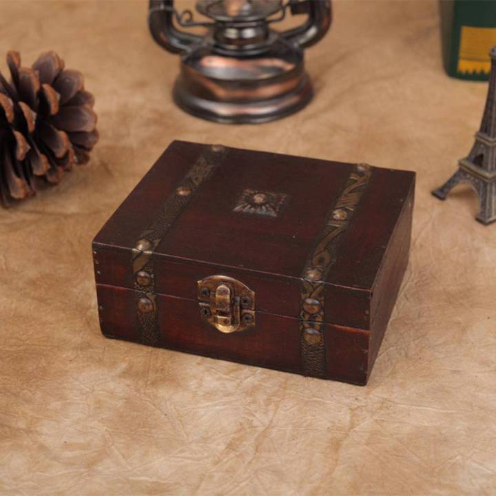 Wooden Treasure Box, Vintage Decorative Treasure Chest Storage Box for Jewellery,Trinkets,Gifts and Home Decor