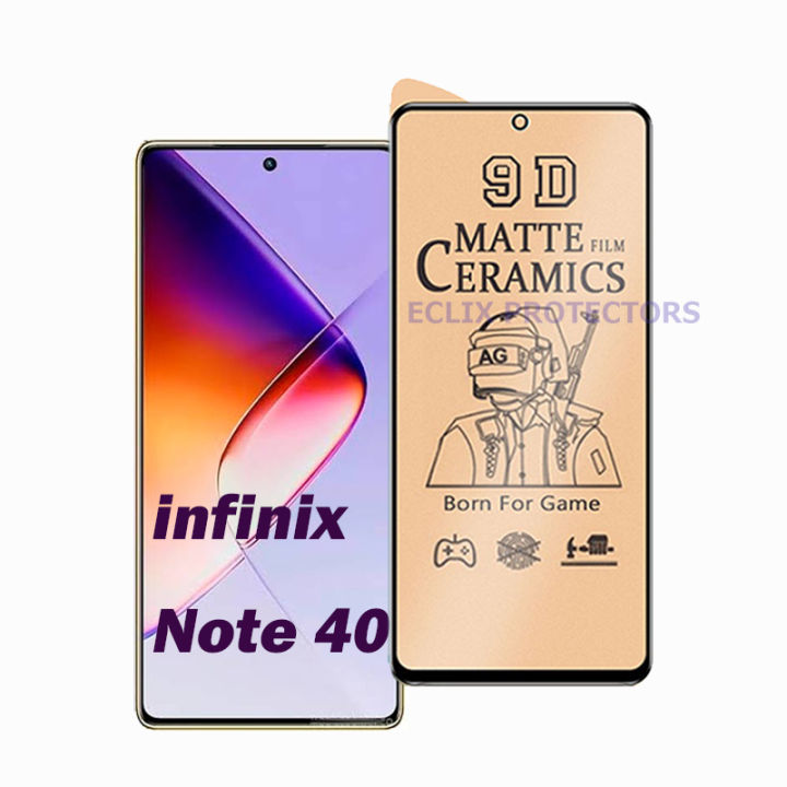 BROTECT Infinix Note 40 Ceramic Matte Screen Protector PUBG Gaming Tempered Glass Black Edge Borders Unbreakable 9D 21D 100D 111D For infinix note40 - Transparent