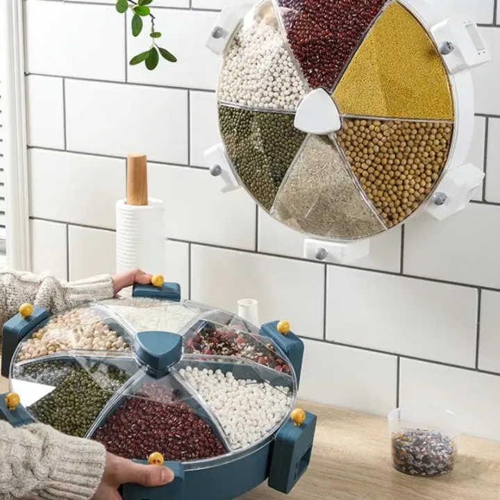 6%20compartment%20Food%20Grains%20Storage%20Grids%20Box%20Wall-mounted%20Rotate%20Storage%20-%20Image%203