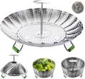 Folding Dish Steam Stainless Steel Food Steamer Basket Mesh Vegetable Cooker Steamer Expandable Pannen Kitchen Tool. 