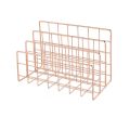 MA Wrought Iron Metal Three Grid Bookshelf Book Stand Holder Desktop Decor-Rose gold. 