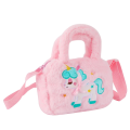 Little Girls Rainbow Fluffy Unicorn Kid Embroidery Unicorn Plush Crossbody Purses And Handbags Purse Cute Cartoon Furry Shoulder Bag. 