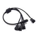 Copper DC 5521 to 4Pin PWM 4 Way Computer PC Fan Power Adapter Cable 12V. 