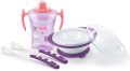 NUK Learn to Eat Set | Trainer Cup Sippy Cup (230 ml) | Feeding Bowl and Feeding Spoons | 6+ Months | BPA-Free | Purple | 4 Count. 