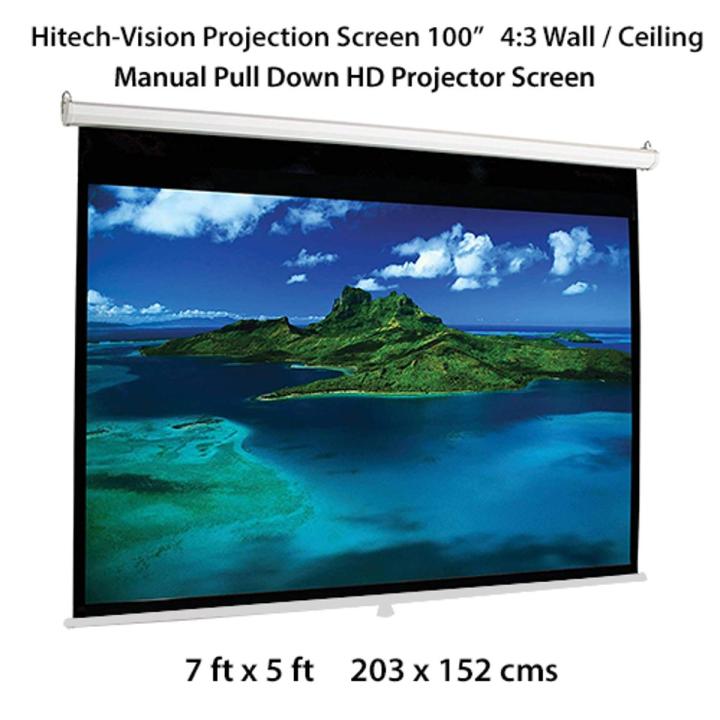 Hitech-Vision Manual  pull Projector Screen - Matt White  100"  4:3  ( 7 ft x 5 ft )