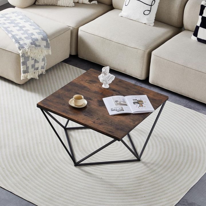 32” Square Coffee Table, Industrial Home Accent Table with Metal Frame ...