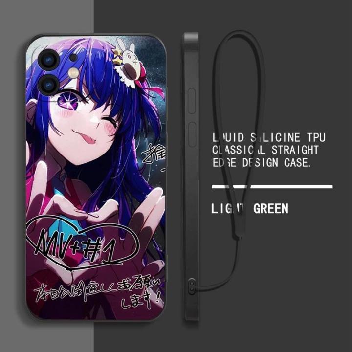 Exquisite lifeAnime Oshi no Ko Hoshino Ai Phone Case For Samsung Galaxy S24 S23 S22 S21 Ultra Plus FE S10 4G S9 Note 20 10 9 Plus With Lanyard