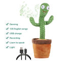 Wiggly Dancing Cactus Plush Toy Recording USB Talking Cactus Baby Kid Funny Gift. 