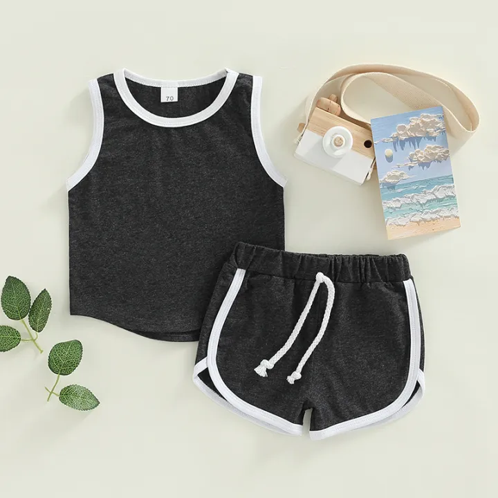 Baby%20Boys%20Tanks%20Tops%20+%20Shorts,%20Sports%20Casual%20Style%20Elastic%20Waist%20Drawstring%20Summer%20Clothing%20-%20Image%202