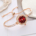 New 2024 Fashion Diamond-Embedded Plum Blossom-Shaped Women's Hand Bracelet Watch Women's Quartz Watch. 