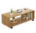Engineered Wooden Center Table with Wheels Open Storage Organizer (CT-003/White) DIY (Do It Yourself) (90 x 40 x 30 Cm). 